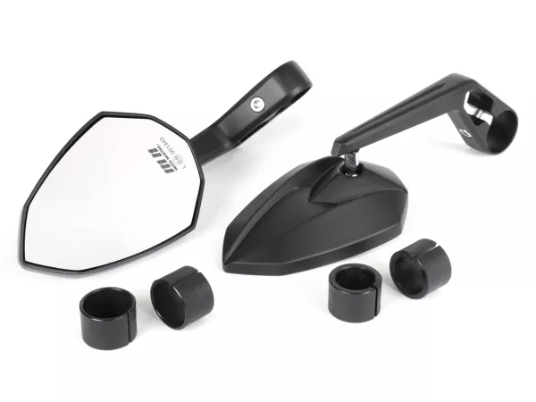 Mirror set -MOTO NOSTRA 1401- handlebar ends- aluminium- matt black anodized- E-marking