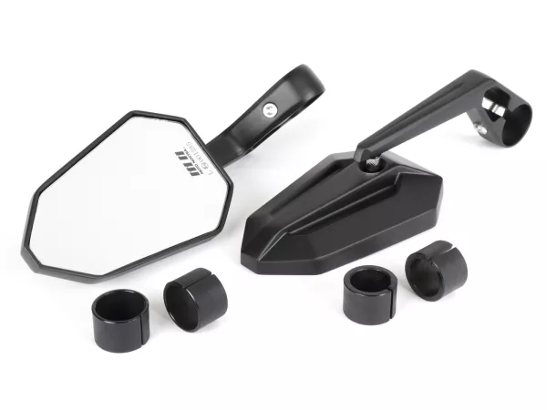 Mirror set -MOTO NOSTRA 1402- handlebar ends- aluminium- matt black anodized- E-marking