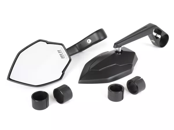 Mirror set -MOTO NOSTRA 1403- handlebar ends- aluminium- matt black anodized- E-marking