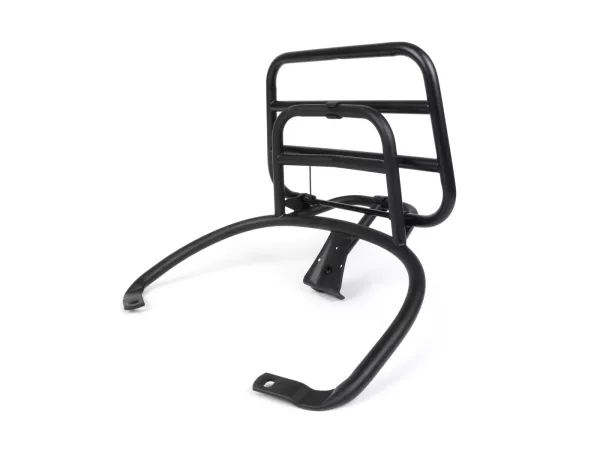 Rear rack, fold down -MOTO NOSTRA-  Vespa Primavera 50 (ZAPC53100, ZAPC53200), Vespa Primavera 125 (ZAPM81100), Vespa Primavera 150 (ZAPM81200), Vespa Sprint 50 (ZAPC53101, ZAPC53201), Vespa Sprint 125 (RP8M82111, ZAPM81300, ZAPM81301) - black