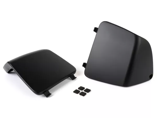 Onderhoudskleppenset voor binnenbekleding beenschild -MOTO NOSTRA- Vespa GT, GTL, GTV, GTS 125-300 (03-22), HPE, Supertech, Supersport, Touring - (afdekking voor koelwateraansluiting / zekeringen) - zwart mat