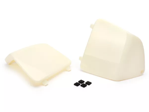 Juego de tapas de mantenimiento para revestimiento interior escudo de piernas -MOTO NOSTRA- Vespa GT, GTL, GTV, GTS 125-300 (03-22), HPE, Supertech, Supersport, Touring - (tapa para conexión de agua de refrigeración / fusibles) - sin pintar