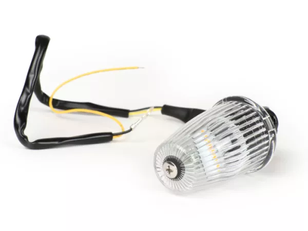 Indikator -MOTO NOSTRA indikator stang LED (E-mark), 12 volt- Vespa V50, 50SS, 50SR, 50 Sprinter, 90SS, 90 Racer, PV125, ET3, Sprint150, Rally180/200 - putih