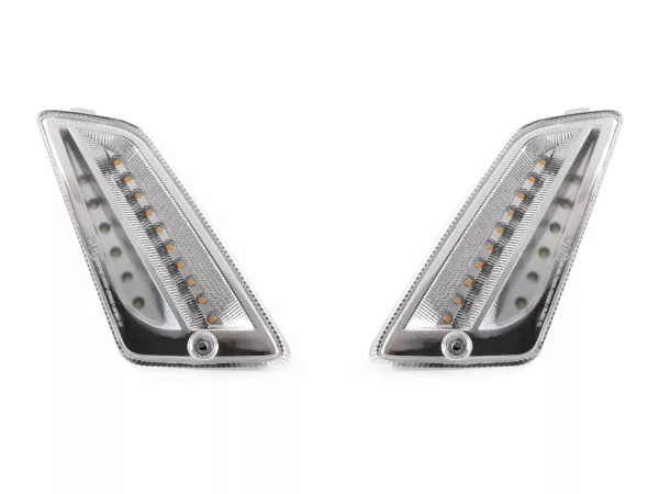 Set indicatori di direzione anteriori -MOTO NOSTRA (2014-) luce di marcia dinamica a LED, luce di marcia diurna (E-mark)- Vespa GT, GTL, GTV, GTS 125-300, HPE, Supertech (2019-2022) - bianco