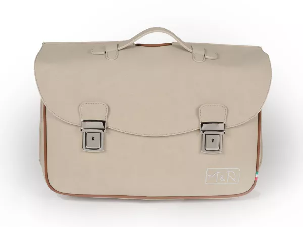Beenschild tas, leer, binnen, beige -M&R, Made in Italy- Vespa V50, PV125, ET3