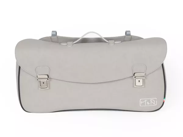 Beenschild tas, leer, buiten, grijs -M&R, Made in Italy- Vespa VM, VN, VL, VB