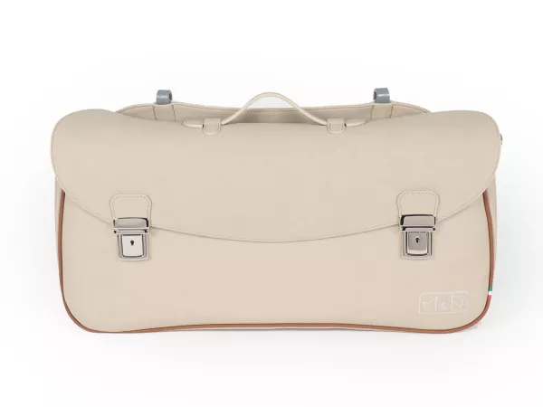 Beenschild tas, leer, buiten, beige -M&R, Made in Italy- Vespa VM, VN, VL, VB