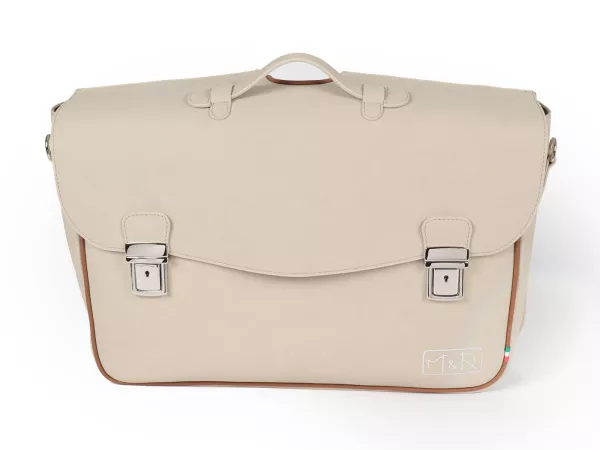 Beenschild tas, leer, binnen, beige -M&R, Made in Italy- Vespa VM, VN, VL, VB