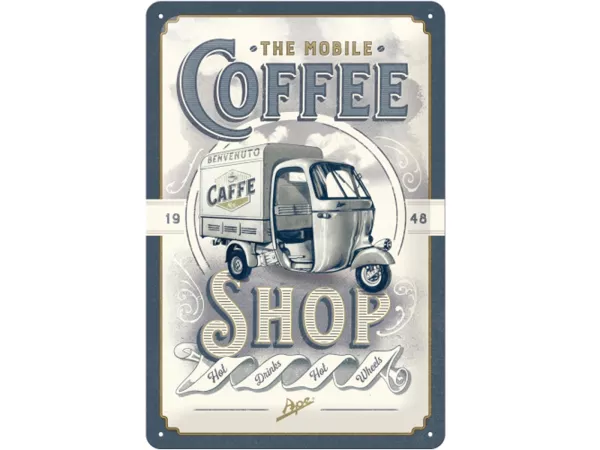 Advertising sign -Nostalgic Art- Ape The mobile Coffee-Shop, 20x30cm