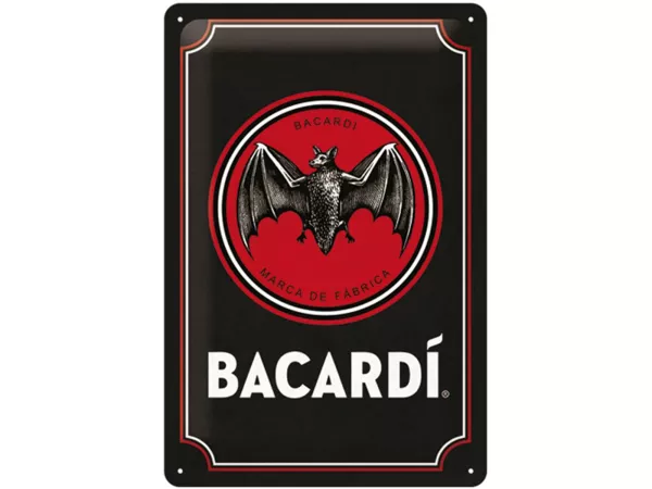 Reclamebord -Nostalgic Art- Bacardi - Logo Zwart, 20x30cm