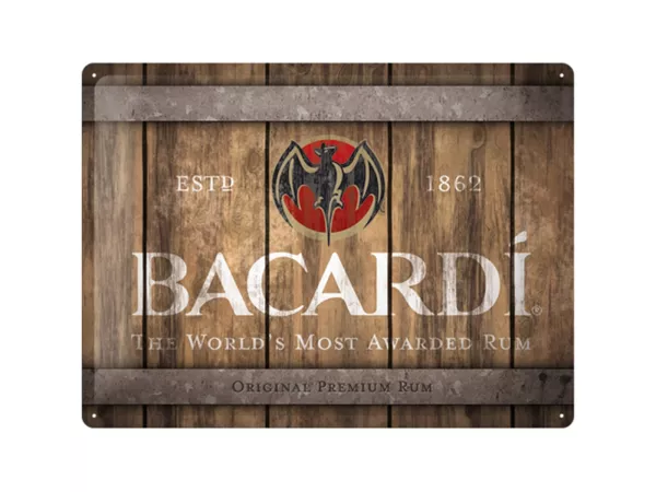 Advertising sign -Nostalgic Art- Bacardi - Wood Barrel Logo, 30x40cm