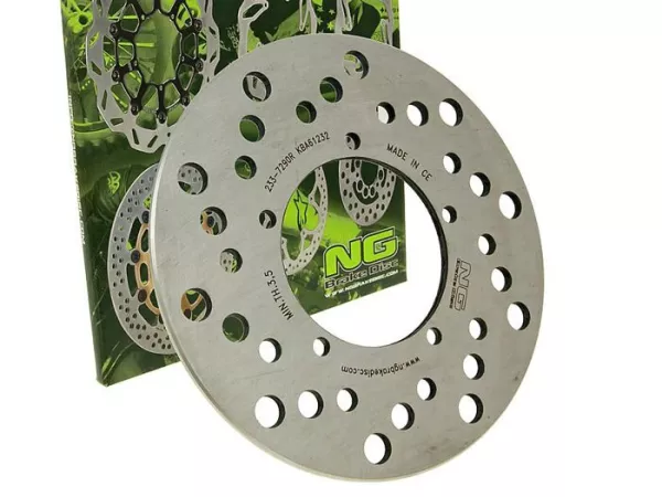 Brake disc -NG Ø175x73x4mm- Piaggio NRG 50 RST MC2 (1996-1998) rear lhs, Piaggio NRG Extreme MC2 DD/DT (1996-1998) rear lhs, Gilera Stalker 50 DD (1997-2001) rear lhs, Piaggio Zip 50 2-stroke (2000) front lhs, Piaggio Zip 50 Electrico (2000) front lhs, Pi
