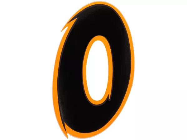 Klistermärke -NUMBER- 0 - Svart/Orange