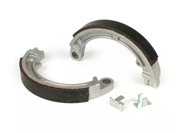 Brake shoes -POLINI Ø=125x17mm- 8 + 9 + 10 front, 1 anchor pin, Vespa Smallframe V50, V90, SS50, SS90, PV125, ET3, Wideframe V1T-V15T, V30T-V33T, VM, VN, VL, VB, VNA, VNB, VBA, VBB, Super
