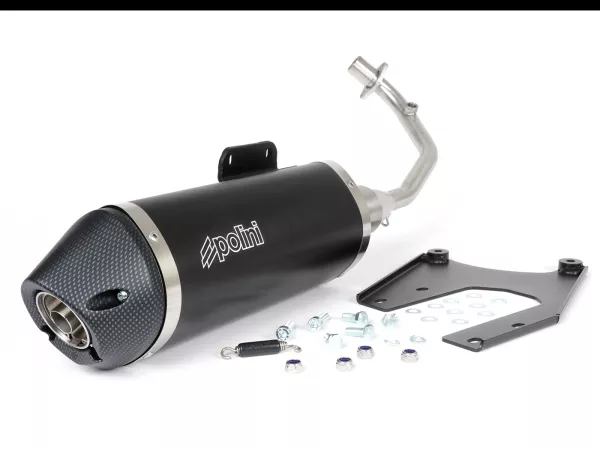 Auspuff -POLINI- Komplettanlage - Vespa Sprint 125, Primavera 125 (MD11M) - (Euro 5, 2021-) - Aluminium (schwarz) - homologiert