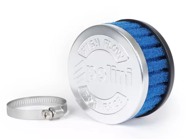 Air filter -POLINI- Special Air Box Filter - 0°, short, L=80mm, connection width = Ø39mm - blue - Dell'Orto PHBL 24-26, PHBH 26-30