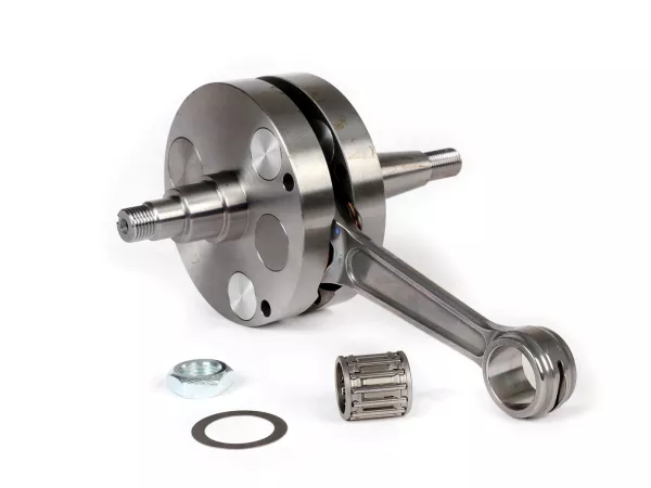Cigüeñal -POLINI RACING (para admisión de diafragma) mejilla completa 'misión caña', 54mm carrera, 105mm biela- Eje de conversión Vespa PK50 XL/XL2 a 125cc (Ø 20mm cono) - para cilindro P1400227
