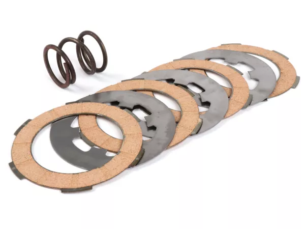 Guarnizioni frizione -Polini Vespa Smallframe V50, V90, SS50, SS90, PV125, ET3, PK50, PK80, PK50 S, PK80 S, PK125 S, PK50 XL, PK80 XL, PK125 XL, ETS, PK50 HP, PK50 SS - 3 dischi (incl. molla e dischi in acciaio)