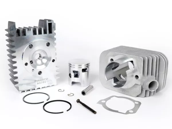 Cilinder -PINASCO Aluminium 72 ccm Grijs Ø46mm- Piaggio Ciao, Bravo, Si, Boxer (zuigerpen = Ø 10mm)