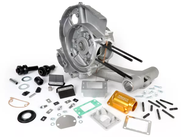 Cárter motor -PINASCO Slave Mega 8x, toma de membrana Ø34mm- Vespa PX200 Elestart