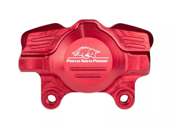 Pinza de freno trasero (con certificado de piezas TÜV) -PORCO NERO POWER 2.0 CNC by Spiegler 2 pistones, Ø=29mm- Vespa GT/GTS/GTV 125-300cc (con y sin ABS) - anodizado rojo