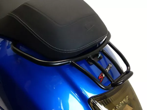 Rear luggage rack -MOTO NOSTRA, with passenger grab handle- Vespa GT, GTL, GTV, GTS, GTS Super, GTS HPE, GT60 - 125-310 - black matt