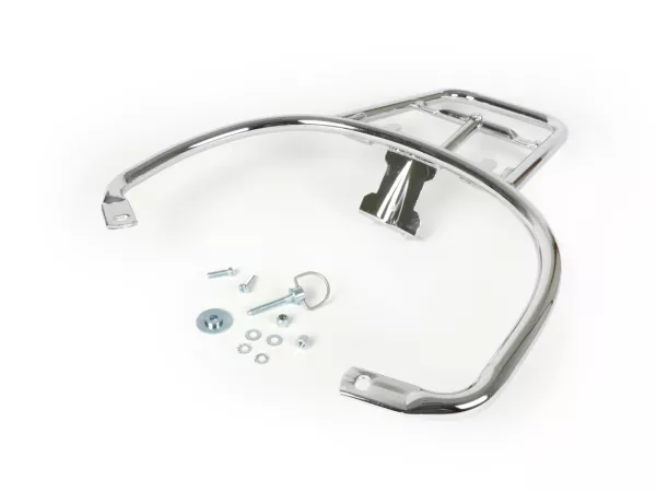 Achterkofferdrager (voor originele Piaggio topkoffer) -MOTO NOSTRA- Vespa GT, GTL, GTV, GTS, GTS Super, GT60 - 125-310 - Chroom