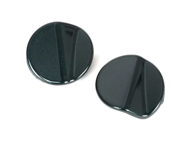 Pair of covers for mirror hole -QUELLAGIO, metallic green (G03)- Vespa GTS 125 (ZAPMA3700, ZAPMD3200, ZAPMD3201, ZAPMA3100, ZAPMA3200), Vespa GTS 150 (ZAPMA3200, ZAPMA3100), Vespa GTS 300 (ZAPMA3300), Vespa GTS HPE 300 (ZAPMA3600, ZAPMD310), Vespa GTS Sup