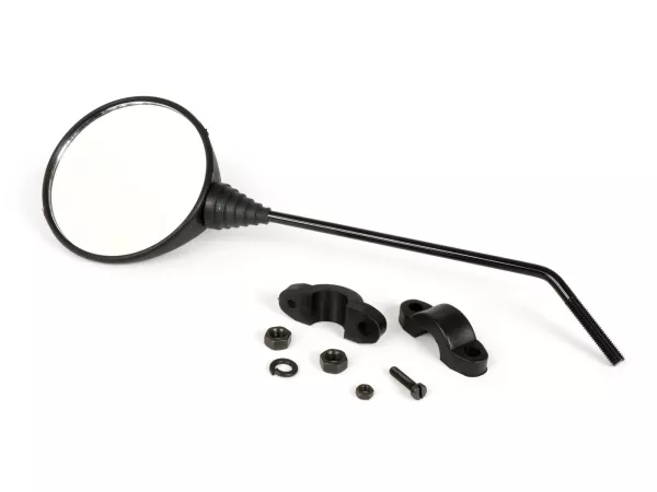 Mirror -RMS Ø=105mm, round, M8- PIAGGIO CIAO PX, SI, Bravo, Superbravo, Grillo, Boss - black, lhs