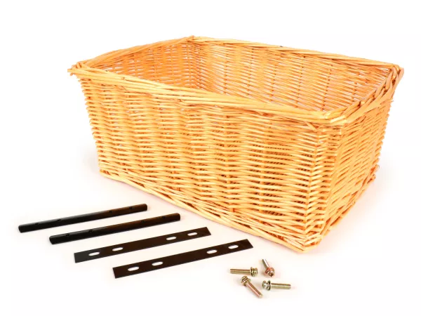 Mand - rieten mand incl. houderset -OEM KWALITEIT 43x33x19cm- fiets, scooter, Vespa, bromfiets - kleur: naturel