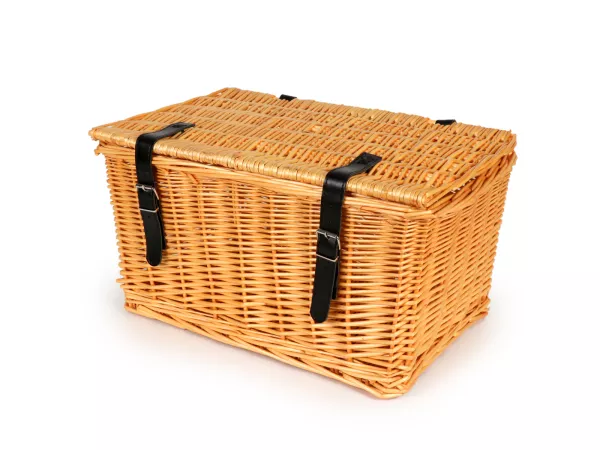 Mand - rieten mand met deksel -OEM KWALITEIT 47x31x25cm- fiets, scooter, step, Vespa, bromfiets - kleur: naturel