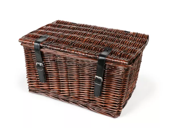 Mand - rieten mand met deksel -OEM KWALITEIT 47x31x25cm- fiets, scooter, step, Vespa, bromfiets - kleur: bruin