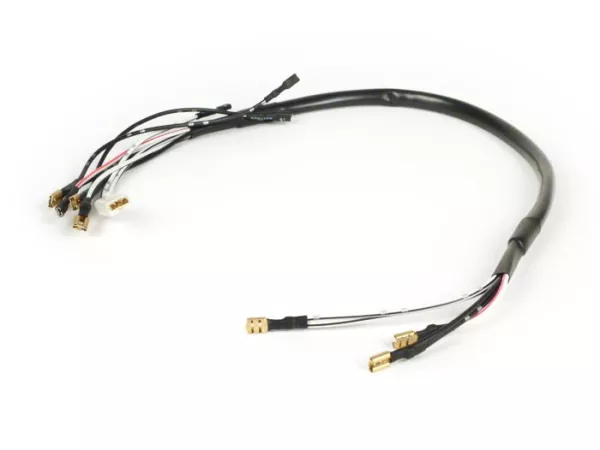 Rama de cable manillar -BGM ORIGINAL- Vespa PX (-1984, DC, Alemán) encendido electrónico con batería, cuerpo de la cerradura de encendido negro con 8 conexiones