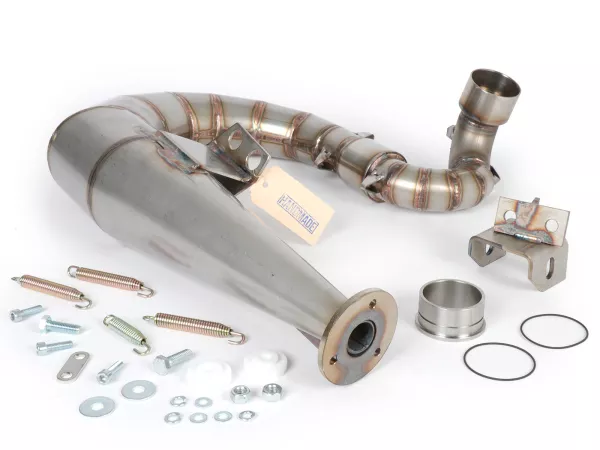 Knalpot -Skuter & Servis Newline tangan kiri Senyap (tanpa peredam) - Vespa PX200 - baja tahan karat