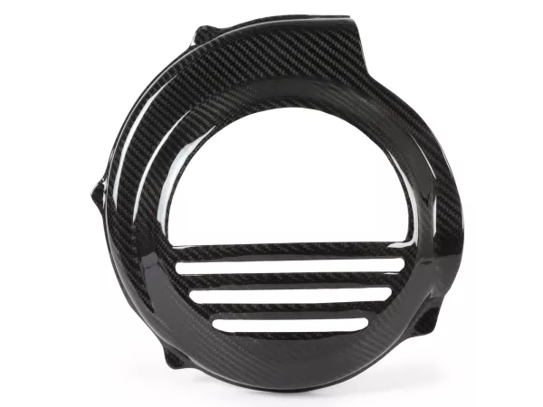 Ventilatorwieldeksel -TOMAS COMPOSITI, echt carbon standaard- Vespa PX80, PX125, PX150, PX200 - alleen modellen met kickstarter