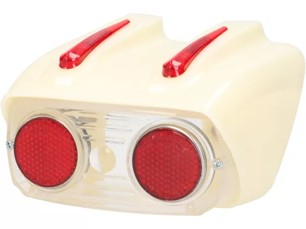 Lampu belakang rumah plastik Catalux, kaca putih -KUALITAS OEM- Lambretta LI (Seri 1-2), TV (Seri 1-2) - termasuk segel karet ke rangka