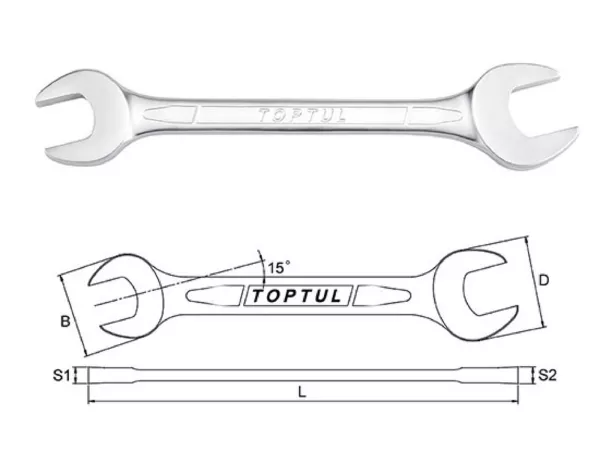 Llave - Llave fija doble -TOPTUL Hi-Performance- 13 + 17