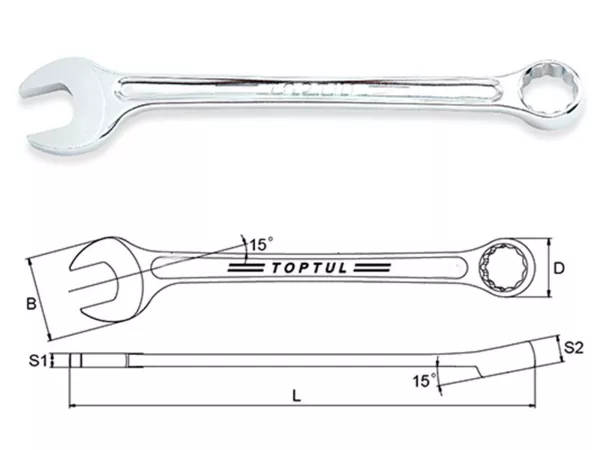 Llave fija de 15° -TOPTUL Hi-Performance- 9mm