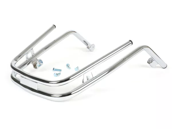 Parachoques delantero -MOTO NOSTRA, doble tubo- Vespa PX80, PX125, PX150, PX200 - Cromado