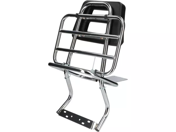 Portaequipajes con respaldo -MOTO NOSTRA- Vespa PX80, PX125, PX150, PX200 - Cromo