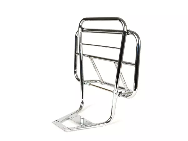 Portaequipajes con respaldo -MOTO NOSTRA V2- Vespa PX80, PX125, PX150, PX200 - Cromo