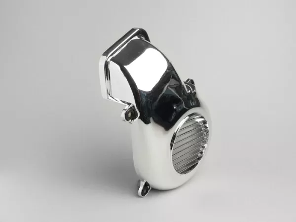 Cubierta ventilador -CLASSIC- Minarelli 50 ccm AC vertical - Cromo - BOOSTER, BUMP50, BWS50, SLIDER50, SPY, SR50 (-1994), STUNT, ZUMA50, AMICO