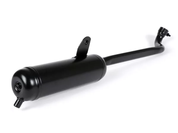 Scarico -TECNO- 'Mopedpott', collettore spesso Ø22mm- Piaggio Ciao, Bravo - Nero (adatto a veicoli con cavalletto centrale)