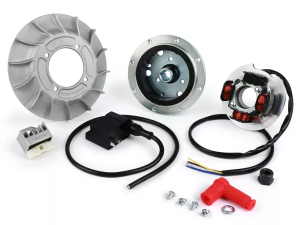Allumage -VMC CNC- Vespa V50, PV, ET3, PK S Ø19mm - Rotor CNC, Roue de ventilateur aluminium - incl. régulateur de tension