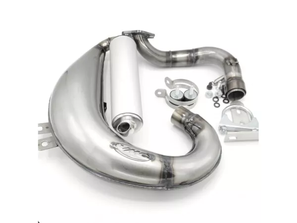 Echappement -VMC Tork- Smallframe 100-140cc - VMC GS56/58, 100 RVA, T-56, Polini 102/112/133, Malossi 102/112/136, Pinasco Zuera (52-62mm entre axe)- Vespa V50, 50N, SS50, 50 SR, V90, ET3, PV125 - Véhicules sans compartiment à bagages - peint en clair