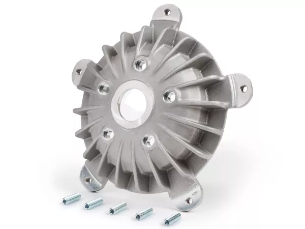 Buje de rueda delantero 10 -PLC CORSE- utilizado para el montaje de la llanta Vespa de 2,10 pulgadas en Vespa ET2, ET4, LX, LXV, S 50-150 - también adecuado para PIAGGIO Hexagon, Sfera RST, ZIP II, ZIP SP - plata
