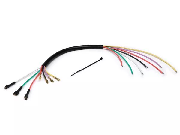 Pelat dasar pengapian cabang kabel -VESPARATUR- Vespa PX lama, 7 kabel - dengan kabel ungu, kabel yang diperpanjang untuk mesin Lusso
