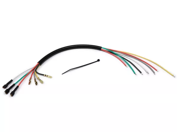 Pelat dasar pengapian cabang kabel -VESPARATUR- Vespa PX lama, 7 kabel - dengan kabel abu-abu, kabel yang diperpanjang untuk mesin Lusso