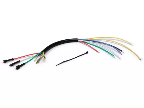 Kabelast Zündgrundplatte -VESPARATUR- Vespa PX alt, 12V elektronisch 7 Kabel mit 2 x gelbem Kabel