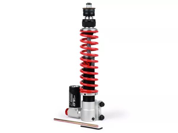 Amortiguador delantero -YSS TRC Top Line gas presión con depósito externo, 255mm, con TÜV/ABE- Vespa PX80, PX125, PX150, PX200, T5 125cc, LML Star